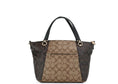 Load image into Gallery viewer, COACH Kacey Khaki Brown Blocked Signature Canvas Top Zip Satchel Handbag
