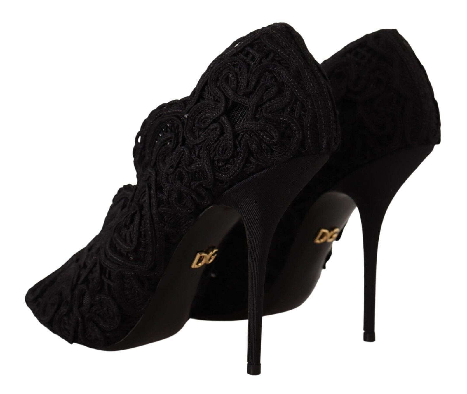 Dolce & Gabbana Elegante Schwarze Spitze Stiletto Heels