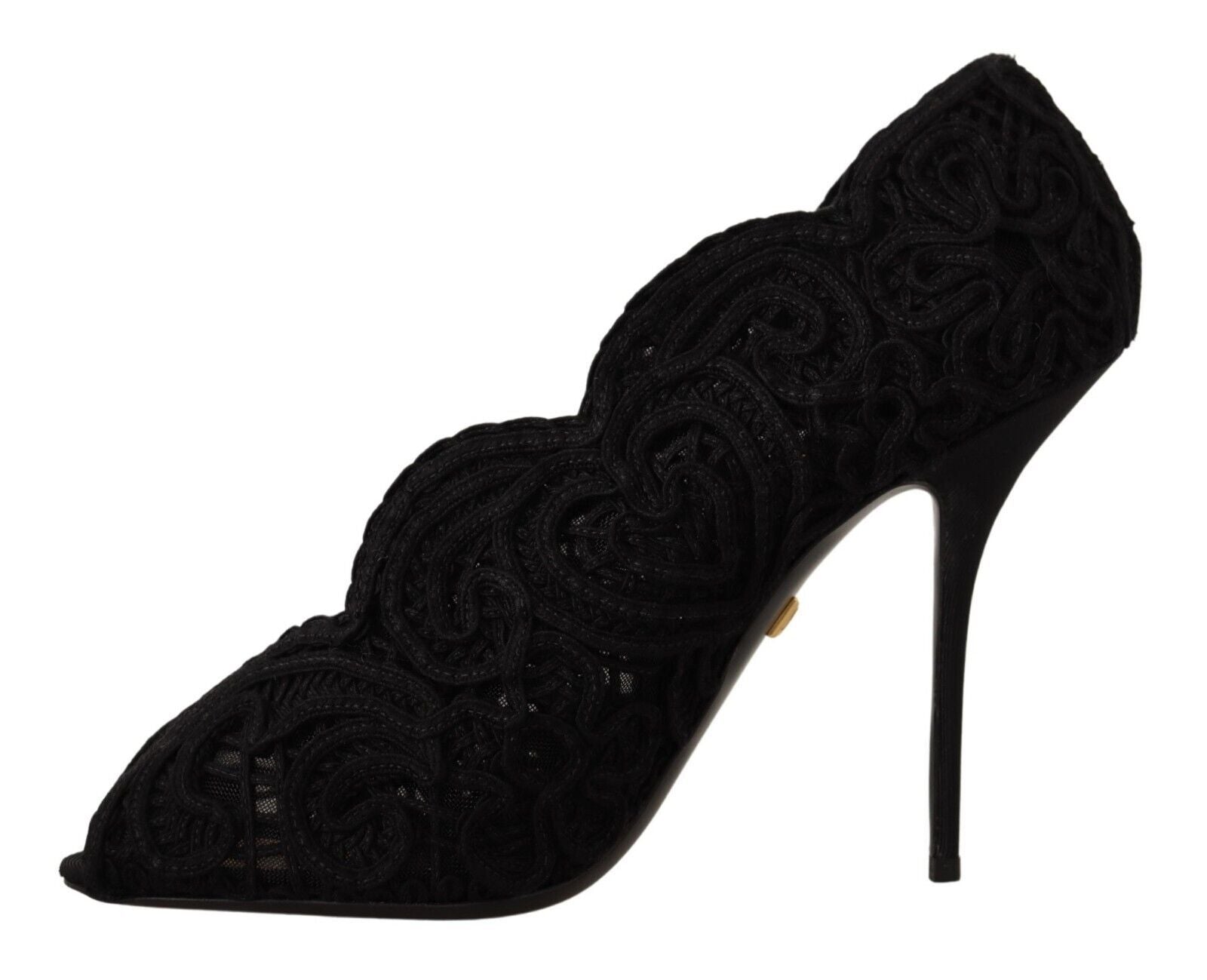 Dolce & Gabbana Elegante Schwarze Spitze Stiletto Heels