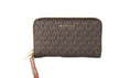 Load image into Gallery viewer, Michael Kors Jet Set Large Brown Signature PVC Flat Multifunction Wrist Wallet
