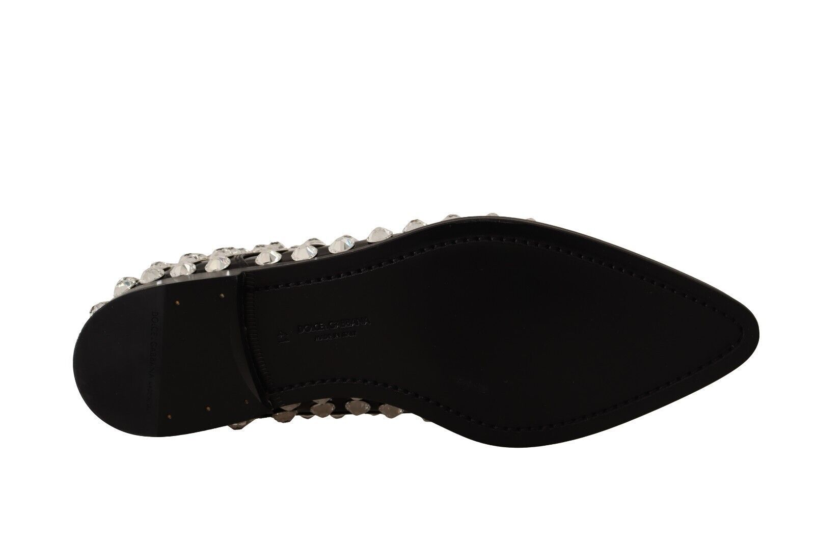 Dolce & Gabbana Formelle Flats aus Leder mit Kristallverzierung