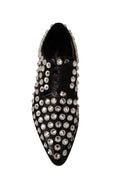 Load image into Gallery viewer, Dolce & Gabbana Formelle Flats aus Leder mit Kristallverzierung
