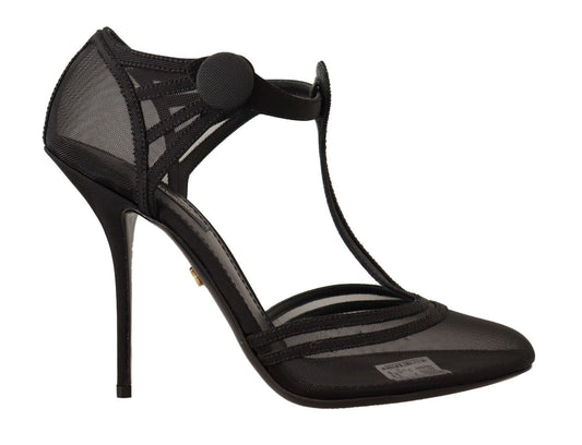 Dolce &amp; Gabbana Elegant Mesh T-Strap Stiletto Pompalar