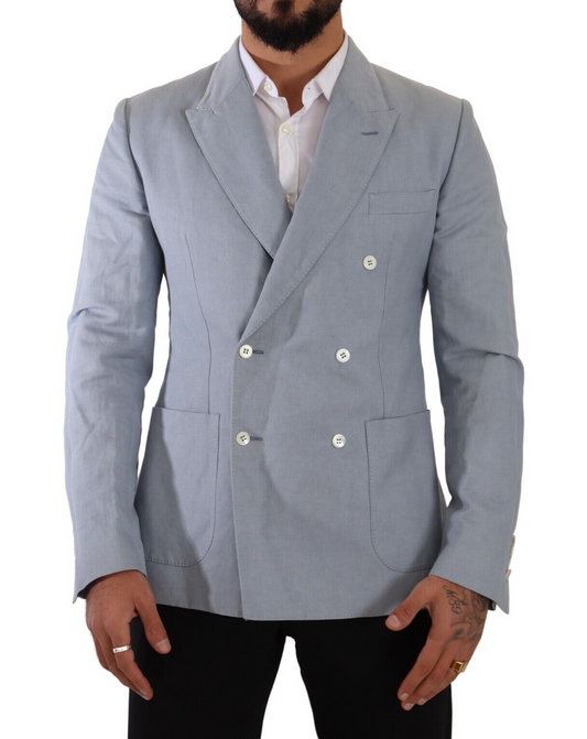 Dolce &amp; Gabbana Elegant slim-fit light blue double-breasted blazer