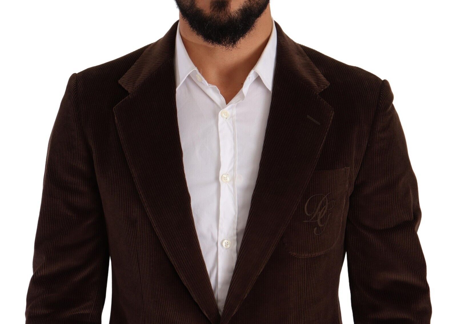 Dolce & Gabbana Eleganter brauner Cord-Blazer in schmaler Passform