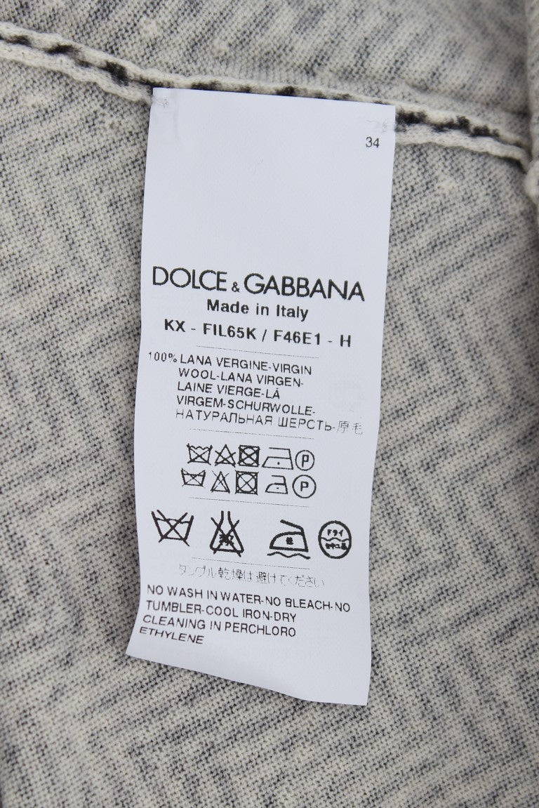 Dolce & Gabbana Elegante Strickjacke aus schwarzer und weißer Wolle