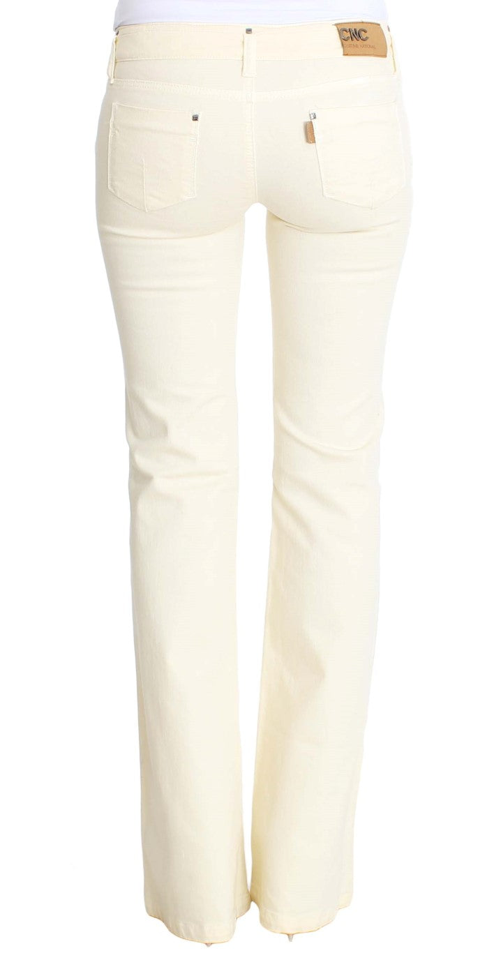 Costume National Schicke Off-White Flared Designer Jeans