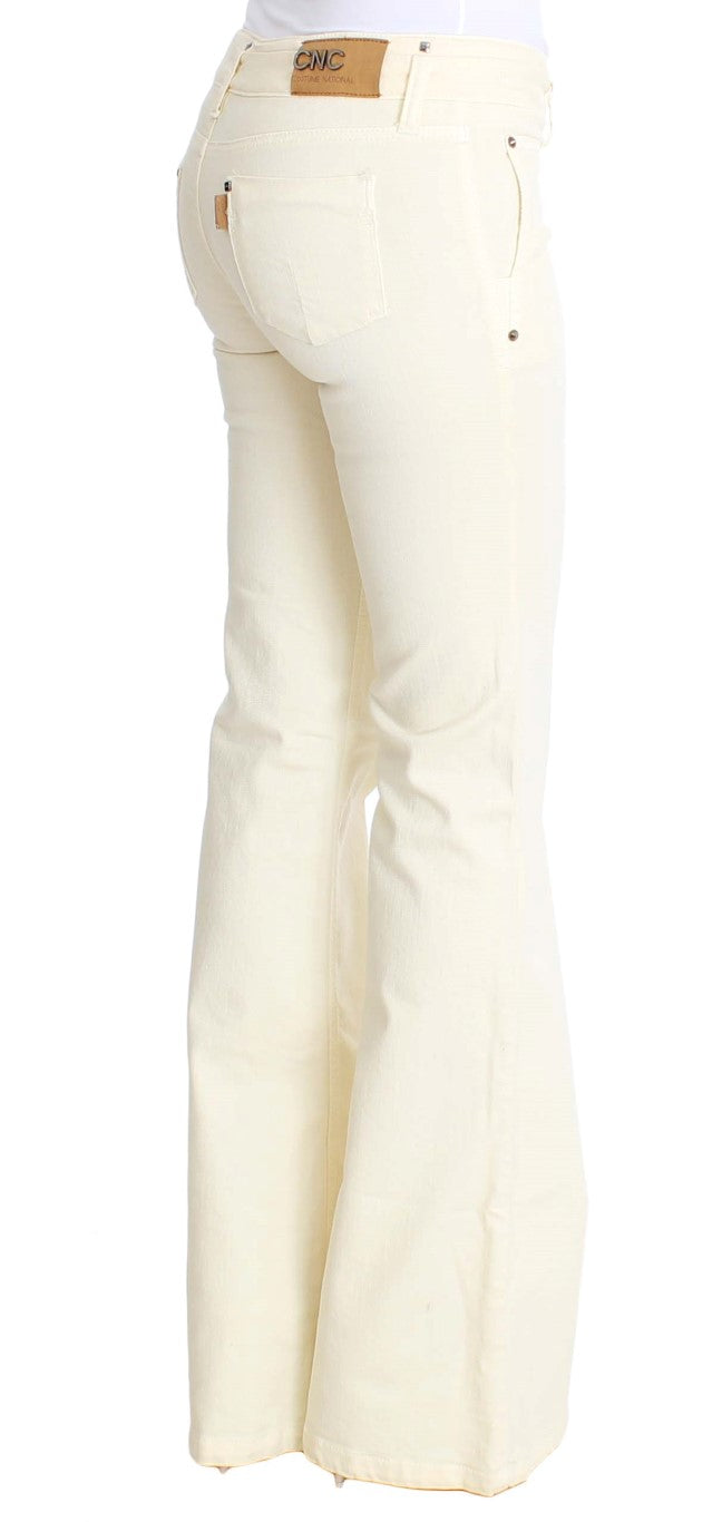 Costume National Schicke Off-White Flared Designer Jeans