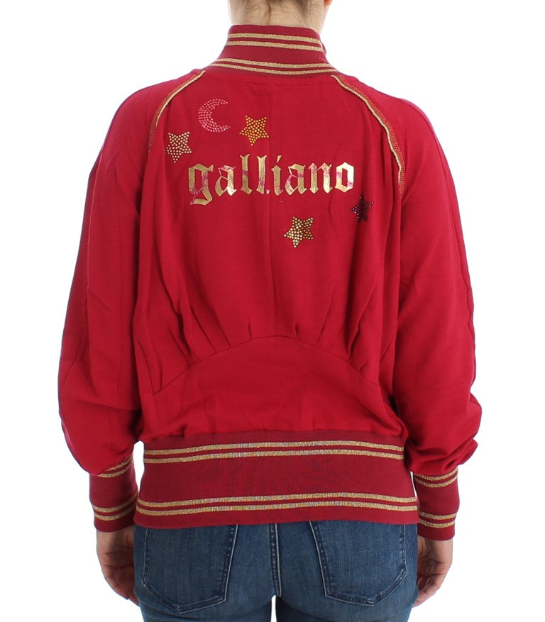 John Galliano Elegante rosa Strickjacke mit Reißverschluss und Logo-Details