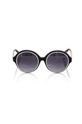 Load image into Gallery viewer, Frankie Morello Elegant black round sunglasses with white accents
