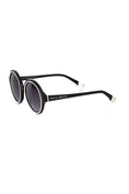 Load image into Gallery viewer, Frankie Morello Elegant black round sunglasses with white accents
