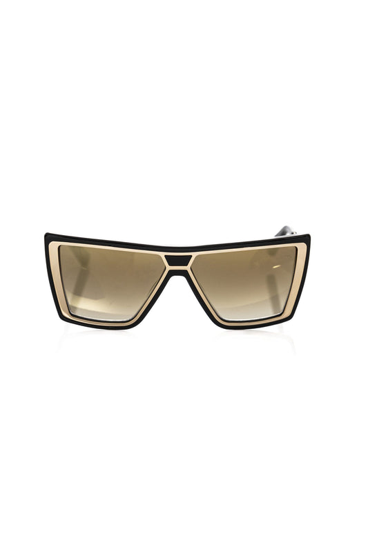 Frankie Morello Elegant square sunglasses in black and gold