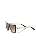 Load image into Gallery viewer, Frankie Morello Elegant square sunglasses in black and gold
