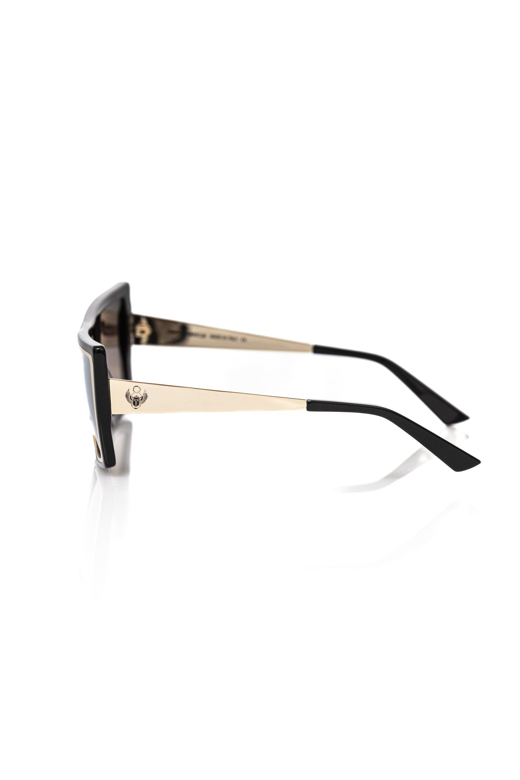 Frankie Morello Elegant square sunglasses in black and gold