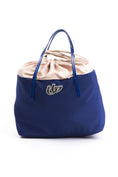 Load image into Gallery viewer, BYBLOS Chic blue fabric shopper bag with patent accents
