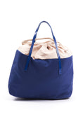 Load image into Gallery viewer, BYBLOS Chic blue fabric shopper bag with patent accents
