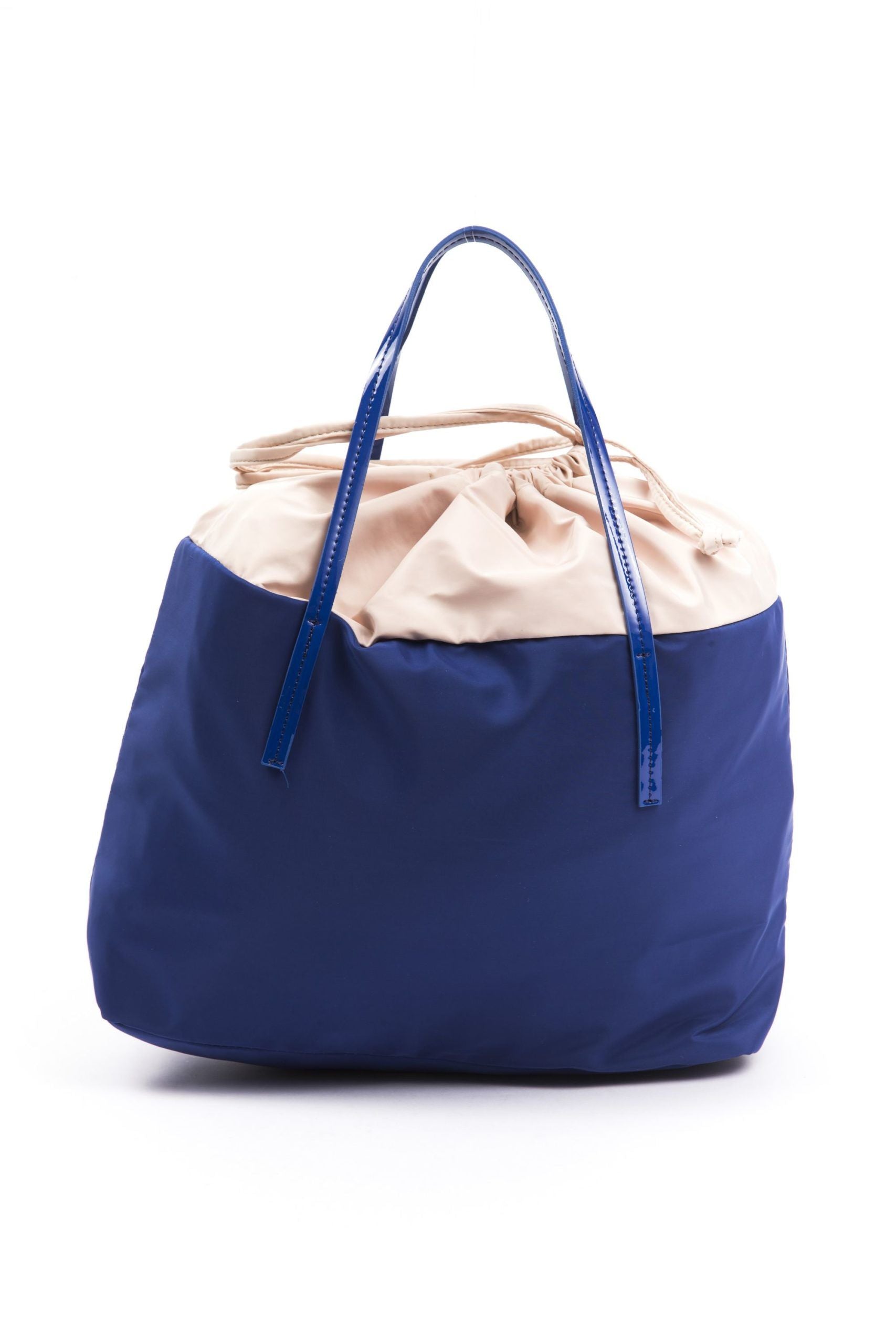 BYBLOS Chic blue fabric shopper bag with patent accents