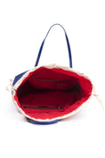 Load image into Gallery viewer, BYBLOS Chic blue fabric shopper bag with patent accents
