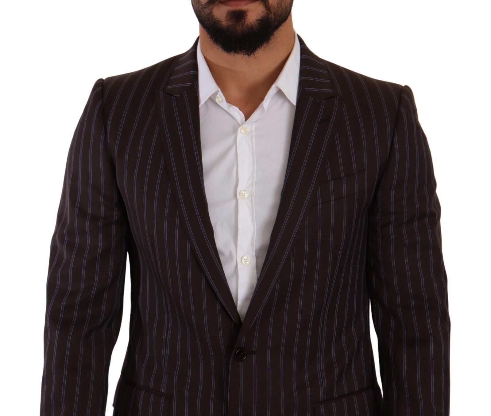 Dolce &amp; Gabbana Elegant maroon striped slim fit suit