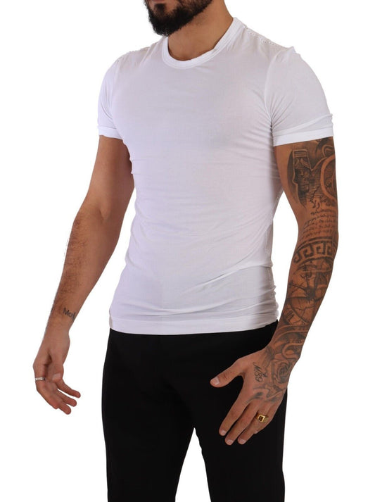 Dolce &amp; Gabbana Elegant white cotton blend crew neck tee