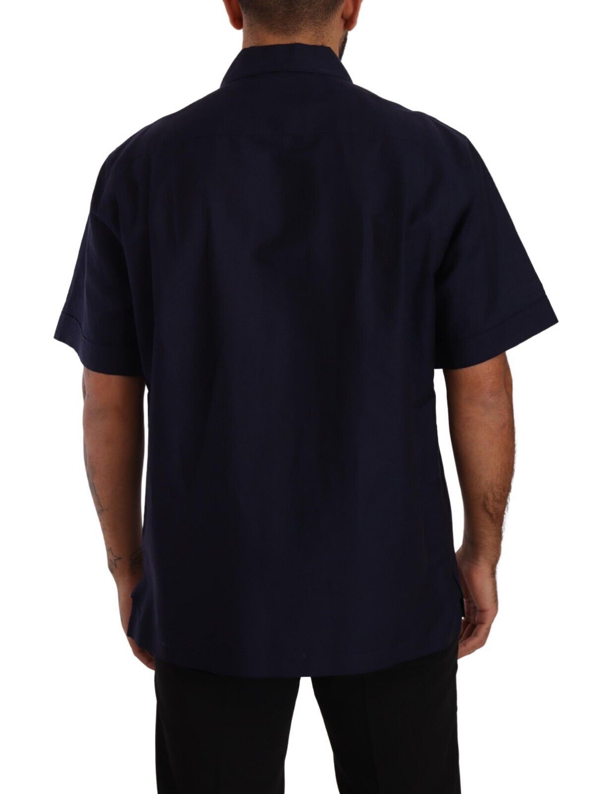 Dolce &amp; Gabbana Elegant Navy Blue Button-Down Casual Shirt