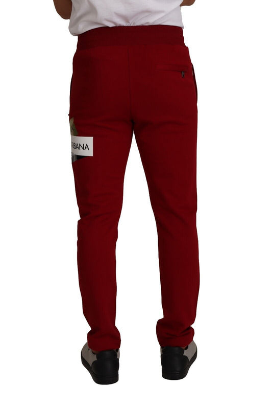 Dolce &amp; Gabbana Elegant red jogging pants with drawstring closure