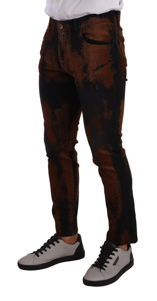 Dolce &amp; Gabbana Chic black and brown tie-dye slim fit jeans