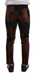 Bild in Galerie-Betrachter laden, Dolce & Gabbana Schicke schwarz-braune Tie-Dye Slim Fit Jeans
