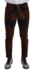 Bild in Galerie-Betrachter laden, Dolce & Gabbana Schicke schwarz-braune Tie-Dye Slim Fit Jeans
