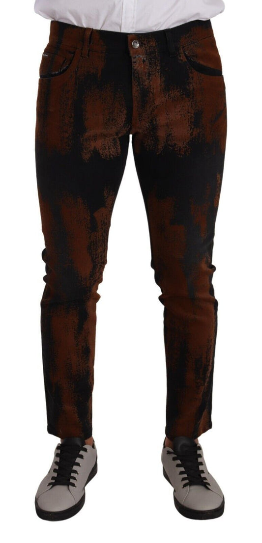 Dolce &amp; Gabbana Chic black and brown tie-dye slim fit jeans