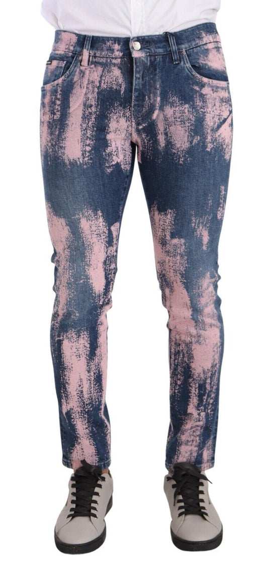 Dolce &amp; Gabbana Elegant skinny slim fit denim jeans in tie dye