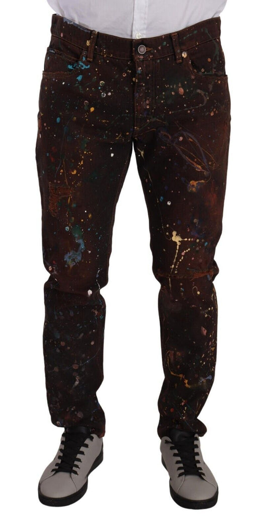 Dolce &amp; Gabbana Elegant multicolor painted denim jeans