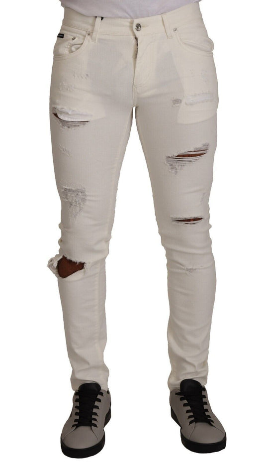 Dolce &amp; Gabbana Elegant white skinny denim jeans