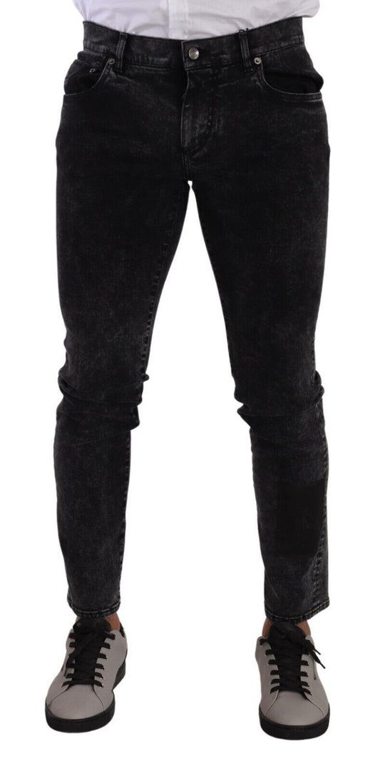 Dolce &amp; Gabbana slim fit designer jeans in black gray