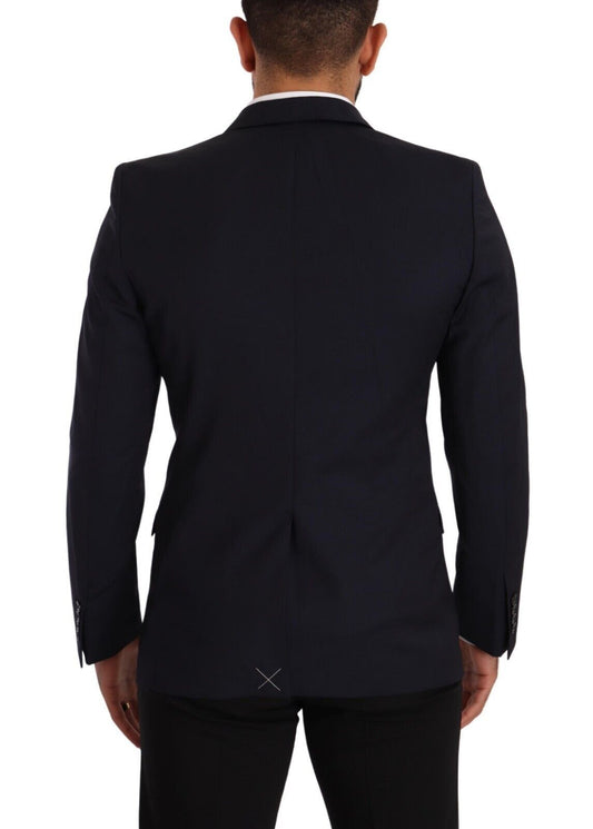 Dolce &amp; Gabbana Plain Navy Martini Slim Fit Wool Blazer