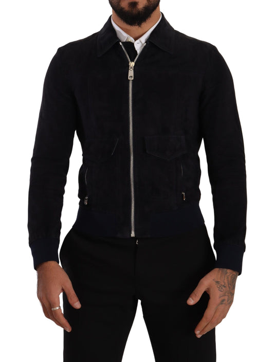 Dolce &amp; Gabbana Elegant short jacket in blue suede