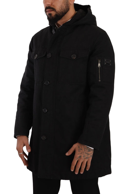 Dolce &amp; Gabbana Elegant black parka hooded jacket