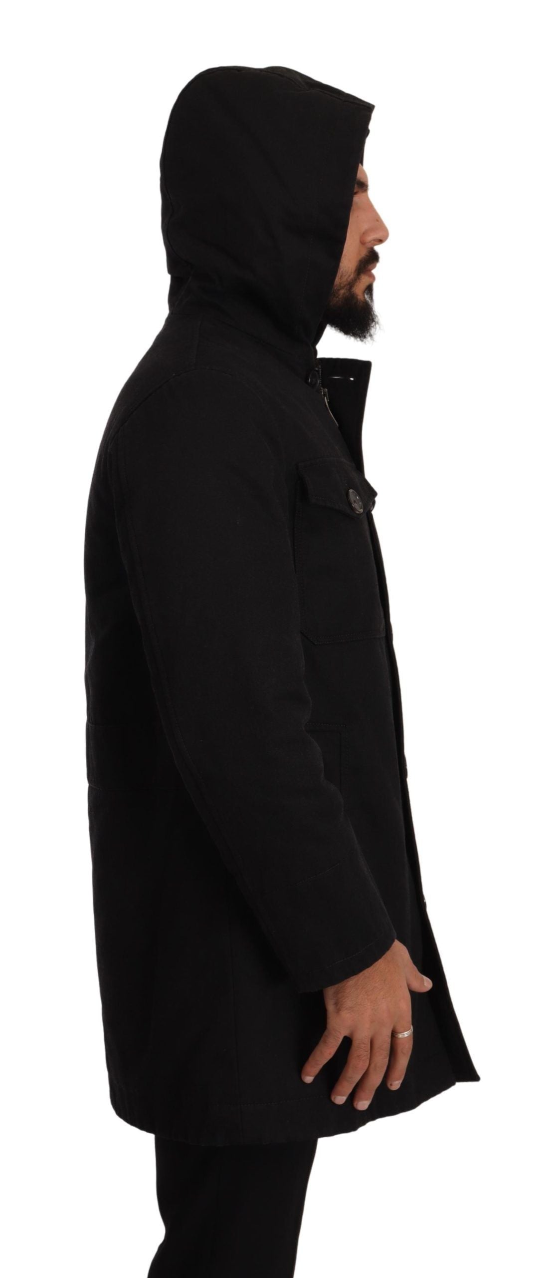 Dolce &amp; Gabbana Elegant black parka hooded jacket