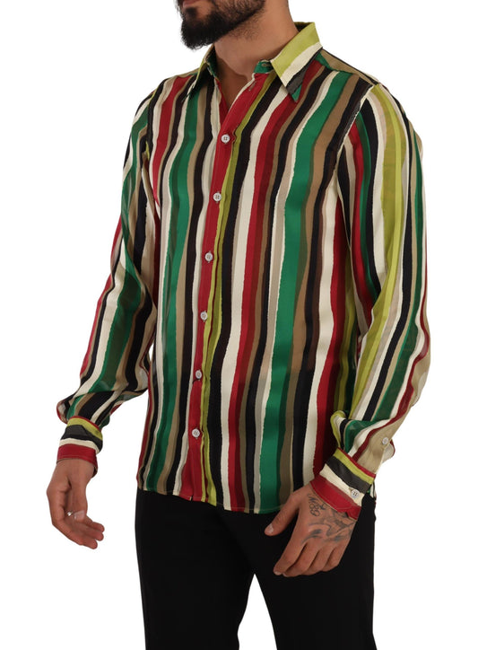 Dolce &amp; Gabbana Elegant multicolor striped silk blend shirt