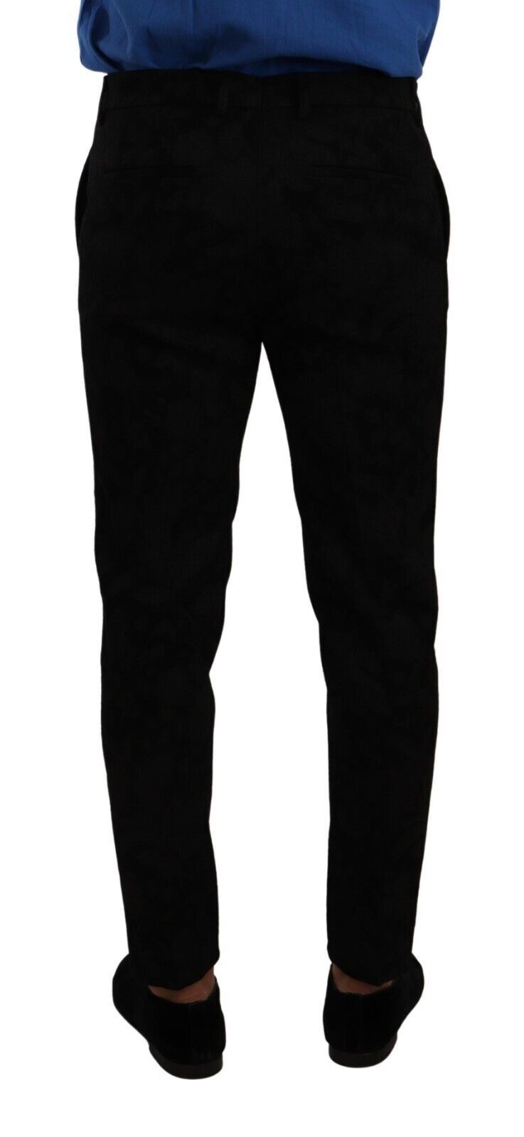 Dolce &amp; Gabbana Elegant slim fit dress trousers in black brocade