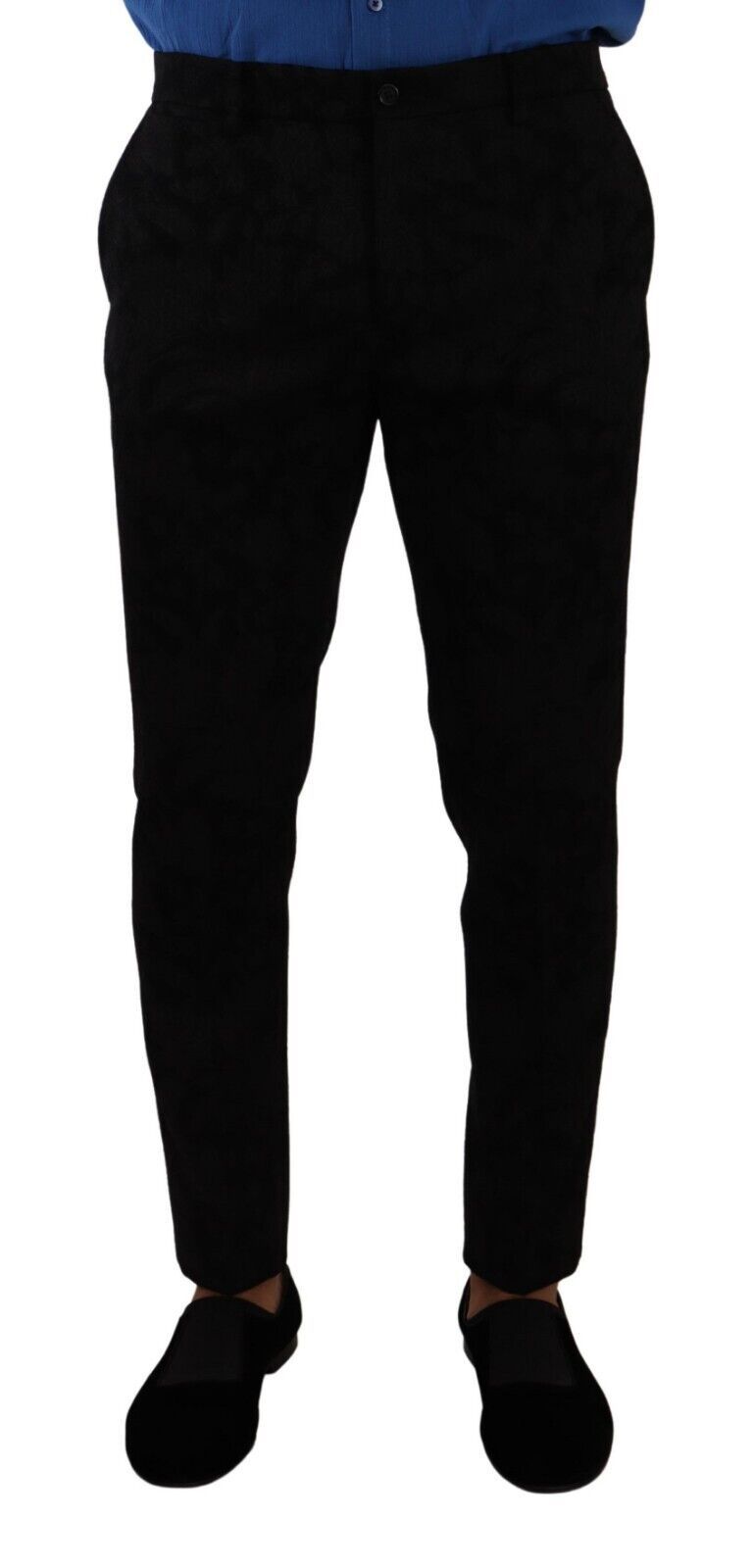 Dolce &amp; Gabbana Elegant slim fit dress trousers in black brocade