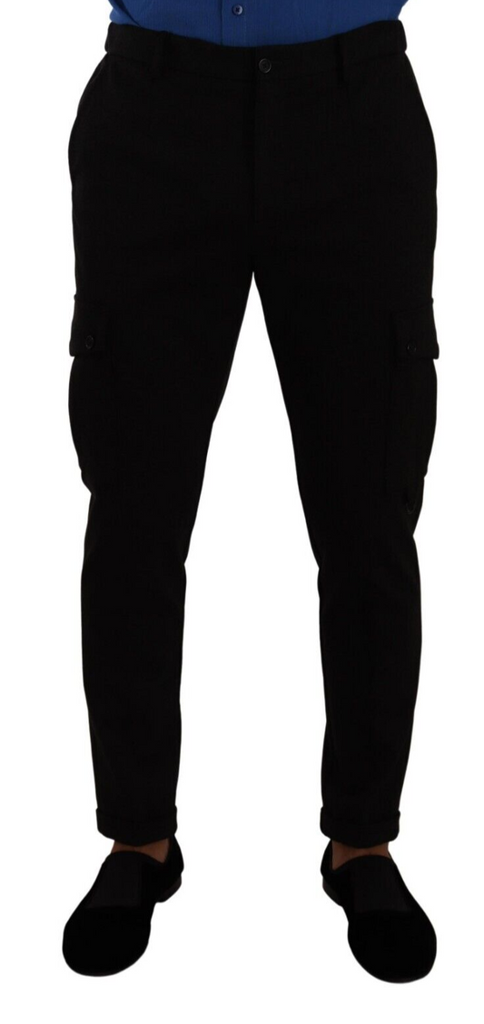 Dolce &amp; Gabbana Elegant Black Slim Fit Cargo Pants