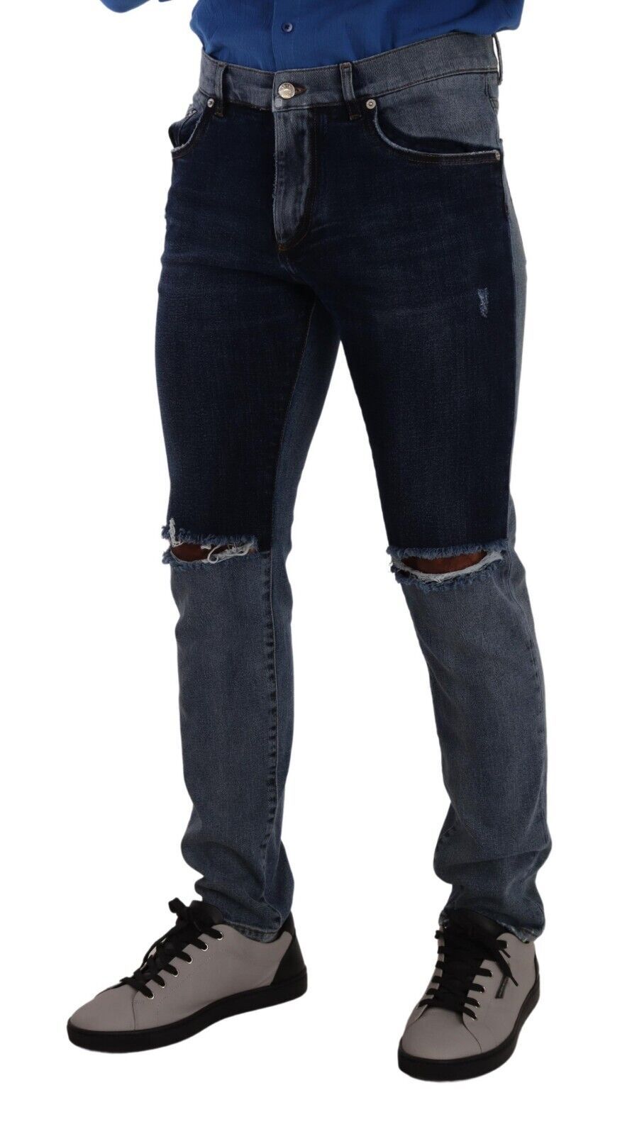 Dolce & Gabbana Schicke Slim Fit Zerrissene Denim