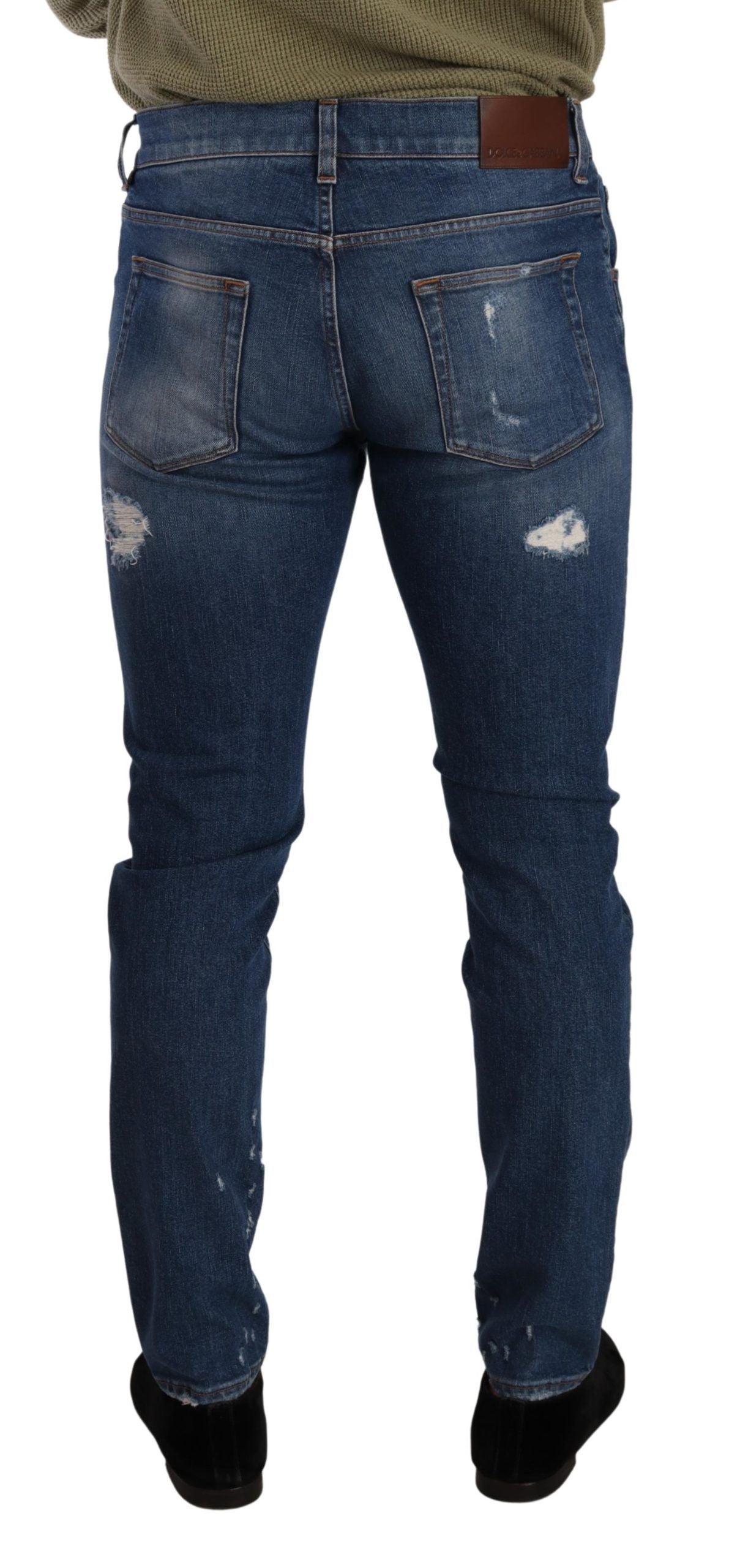 Dolce & Gabbana Elegante Distressed Slim Fit Denim Jeans