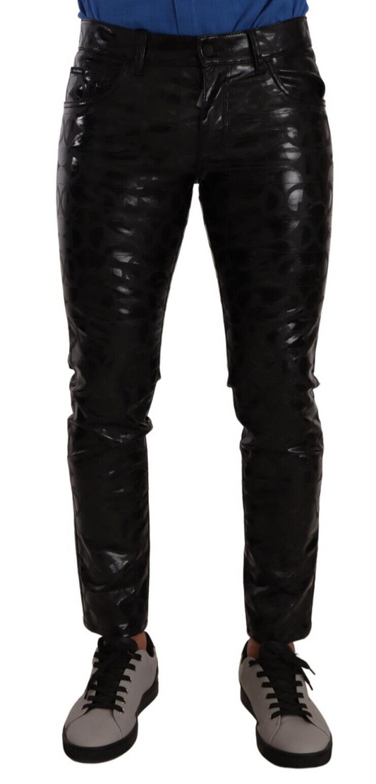 Dolce &amp; Gabbana Elegant Black Logo Skinny Pants