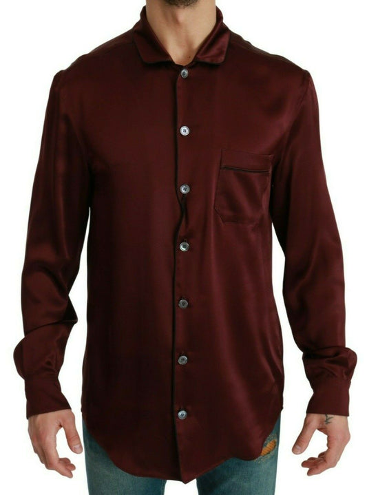 Dolce &amp; Gabbana Bordeaux pajama-inspired silk shirt