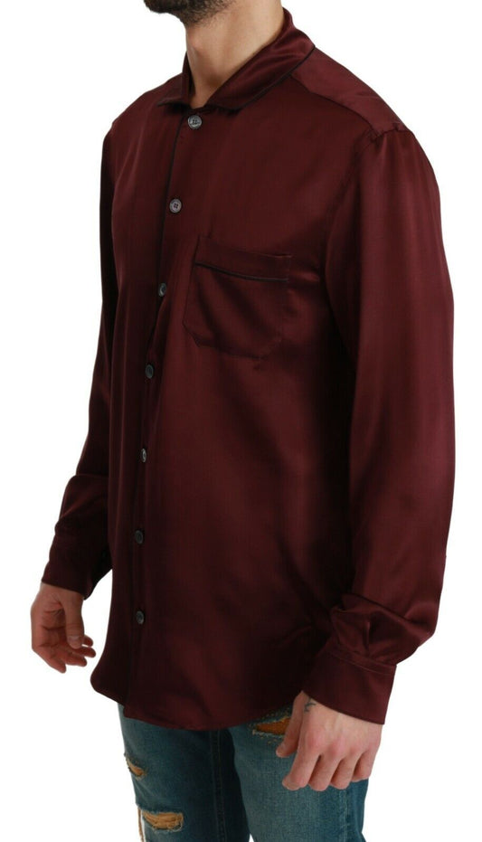 Dolce &amp; Gabbana Bordeaux pajama-inspired silk shirt