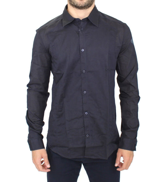 Ermanno Scervino Elegant blue, slim casual shirt made of cotton