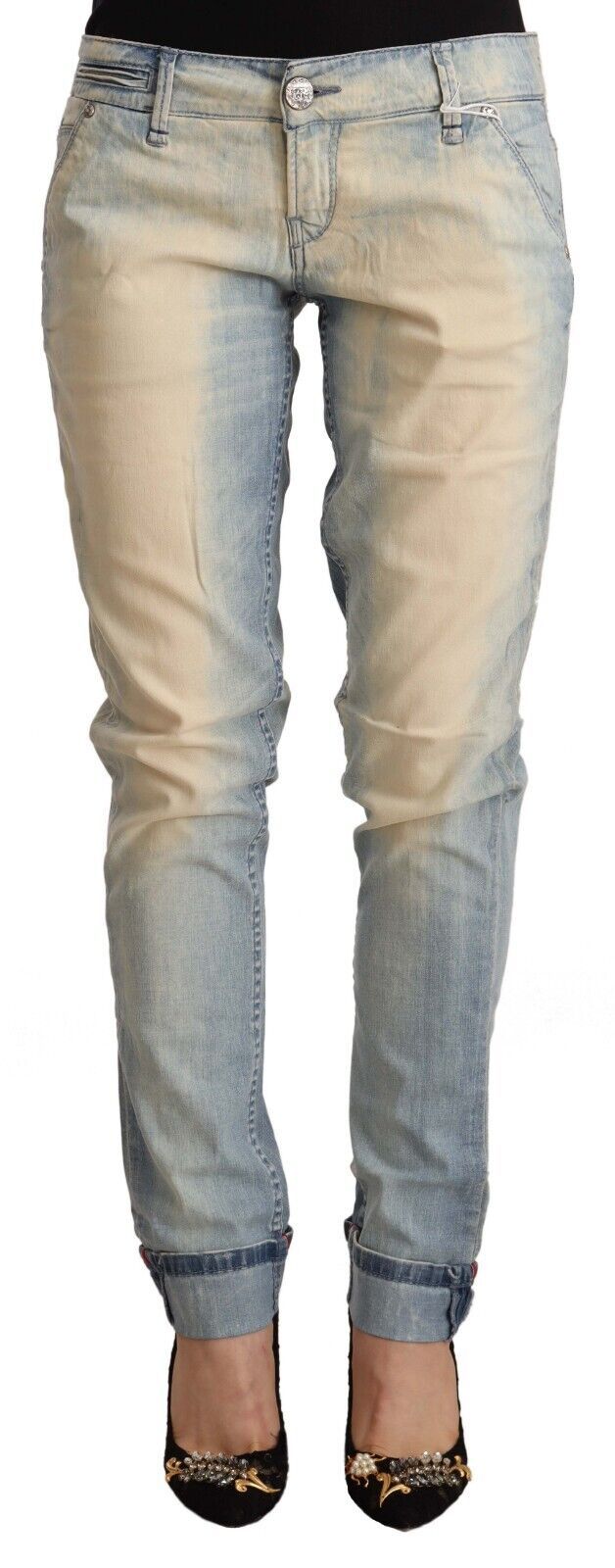 Acht Schicke hellblaue Skinny-Jeans aus Baumwolle