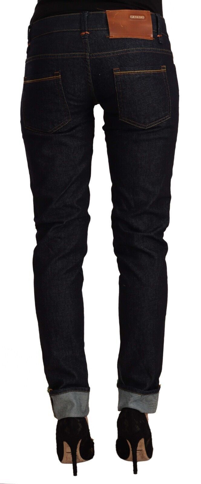 Acht Schicke Skinny-Jeans mit niedriger Taille in Schwarz